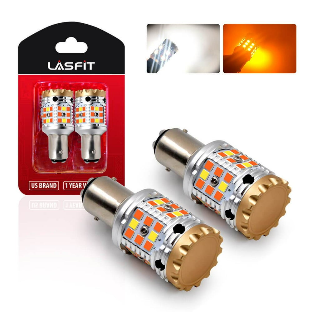 LASFIT Dual Color 1157 LED Bulb, 2057 2357 7528 BAY15D Switchback Amber