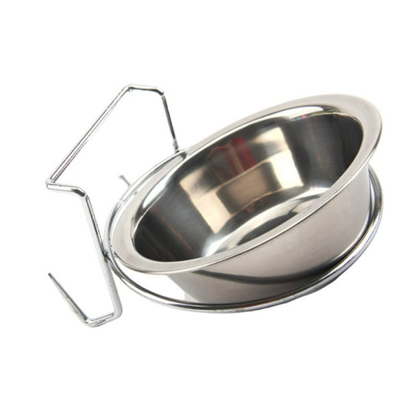 LEORX Cat Dog Water Bowl Silver 2Pcs Hanging Pet Supplies for Daily Feeding