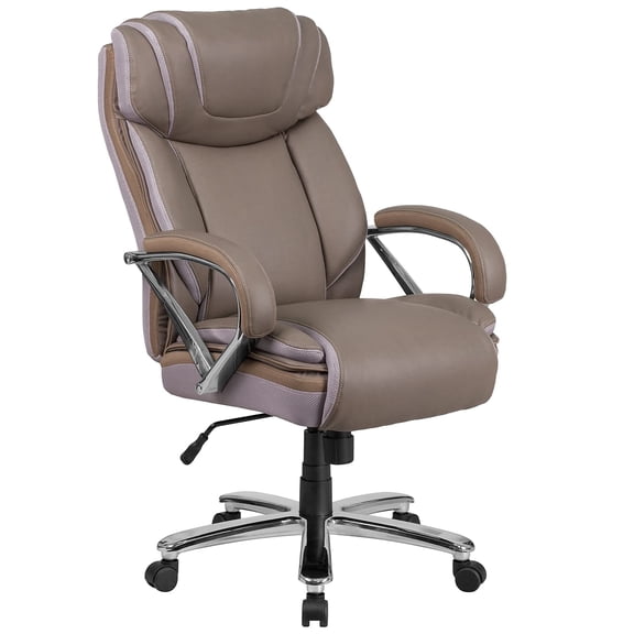 UrbanPro Contemporary Big and Tall Leather Office Chair In Taupe