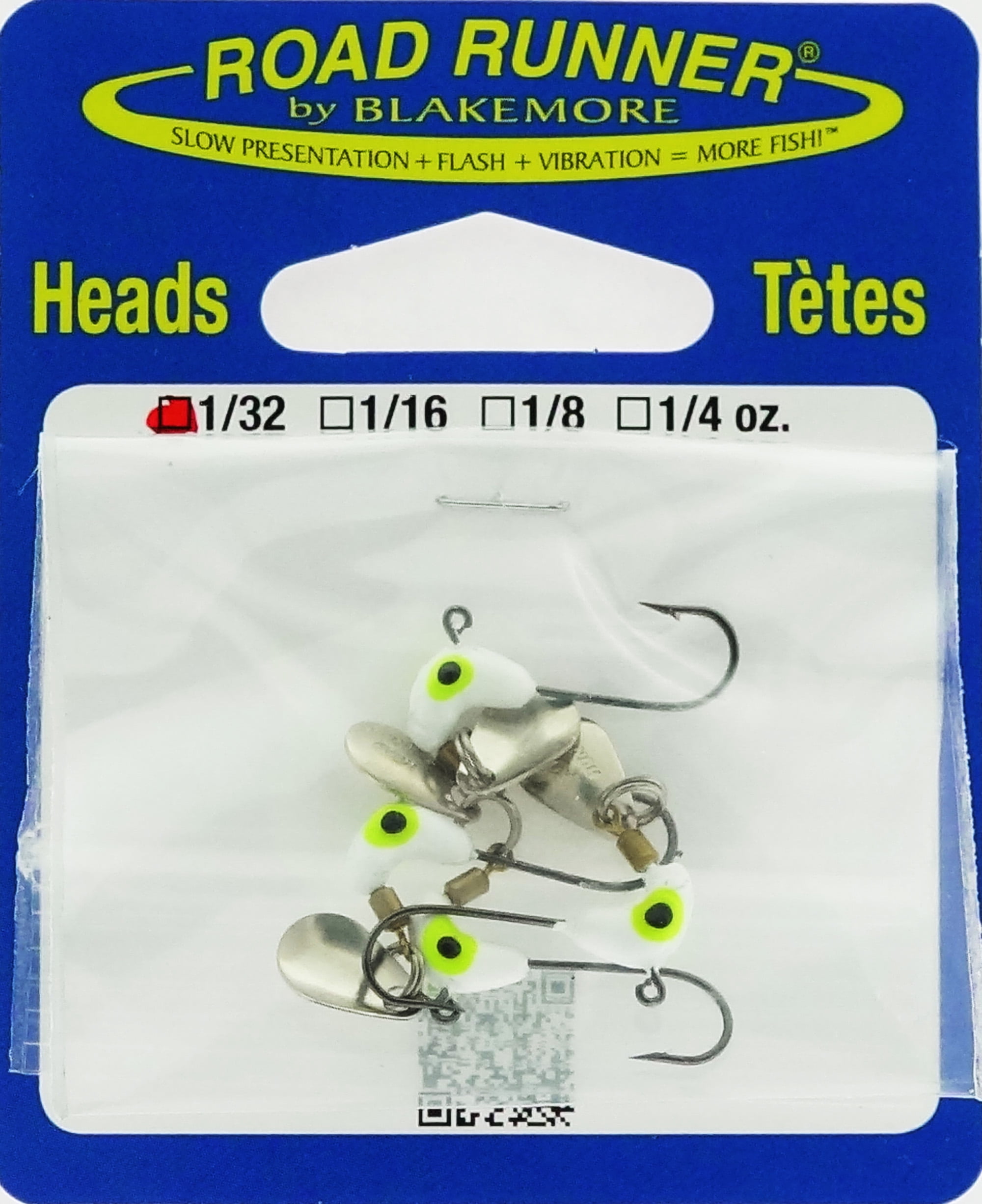 (2 pack) Blakemore Road Runner Heads, White, 1/32 oz. 5 Pack