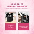 thumbnail image 4 of oliveware Double Decker Lunch Box Tiffin, 3 Containers with Plastic Spoon & Fork (2x300ml & 450ml), 100% Leak Proof & BPA Free - Pink, 4 of 5