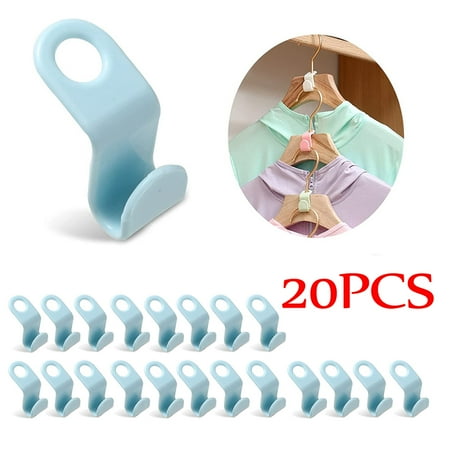 

Clothes Hanger Connector Hooks Space Saving Hanger Extender Hooks for Velvet Hangers Wooden Hangers Wire Hangers Heavy Duty Hangers(Blue 20PCS)