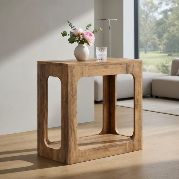 Topcobe 2-Tier End Table with Storage Shelf for Living Room, End Tables Living Room, Modern Furniture for Home-Oak