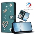 thumbnail image 5 of Leather For Samsung Galaxy S25 5G Case Double Layered Heart-shaped Flower Flip Wallet Leather Case, Card Holder Magnetic Closure  Phone Cases Cover With Hand Strap,Olive drab,For Galaxy S25 (5G), 5 of 8