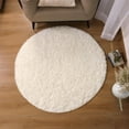 thumbnail image 3 of IR Imperial Rooms Solid Collection Shaggy 4x4Ft Round Rug for Living Room Fluffy Rug White, 3 of 13