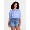 thumbnail image 2 of Scenario Women's Button Front Shirt with Puff Sleeves, Sizes XS-XXXL, 2 of 6