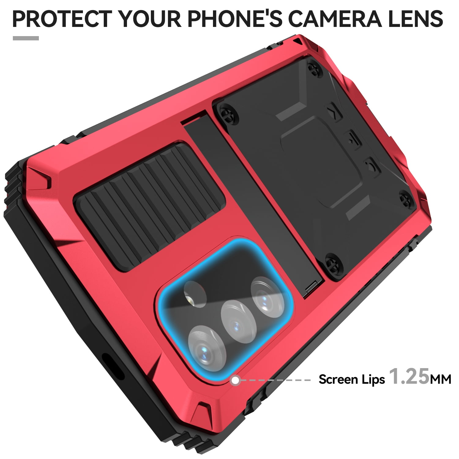 for Samsung Galaxy S25 Plus Metal Case, with Kickstand Screen Protector Case Sturdy Military Armor Durable Full Body Heavy Duty Shockproof Drop Tested Outdoor Case for Galaxy S25 Plus - Red