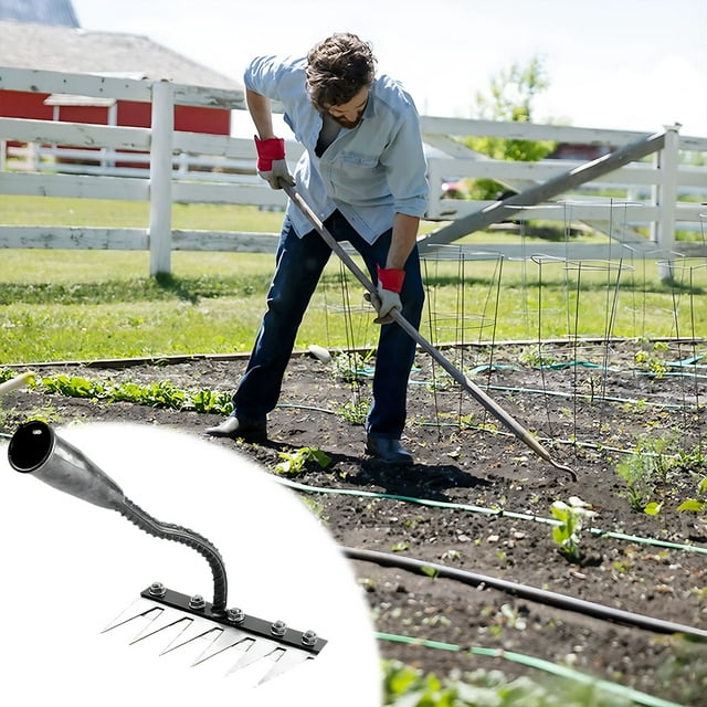 DcGZvy Iron Rake 6 Tooth Heavy Duty Weeding Rake Metal Rake Weeding Rake Rake for Turning The Land Spring Garden Tools Savings