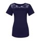 thumbnail image 3 of Pntutb Mujeres Moda Encaje Empalme Sólido O-cuello Camiseta de manga corta Blusa tops Pntutb Pntutb-9002, 3 of 4