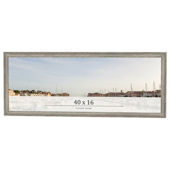 40x16 Frame Grey Solid Wood Picture Frame Width 1 Inches | Interior Frame Depth 0.5 Inches |