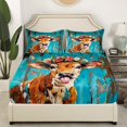 thumbnail image 2 of Erosebridal Highland Cow Fitted Sheet Twin Size Highland Cattle Bedding Set Teens Animal Bed Sheet Set Wildlife Bed Cover Room Decor Blue Bed Set（No Top Sheet）, 2 of 5