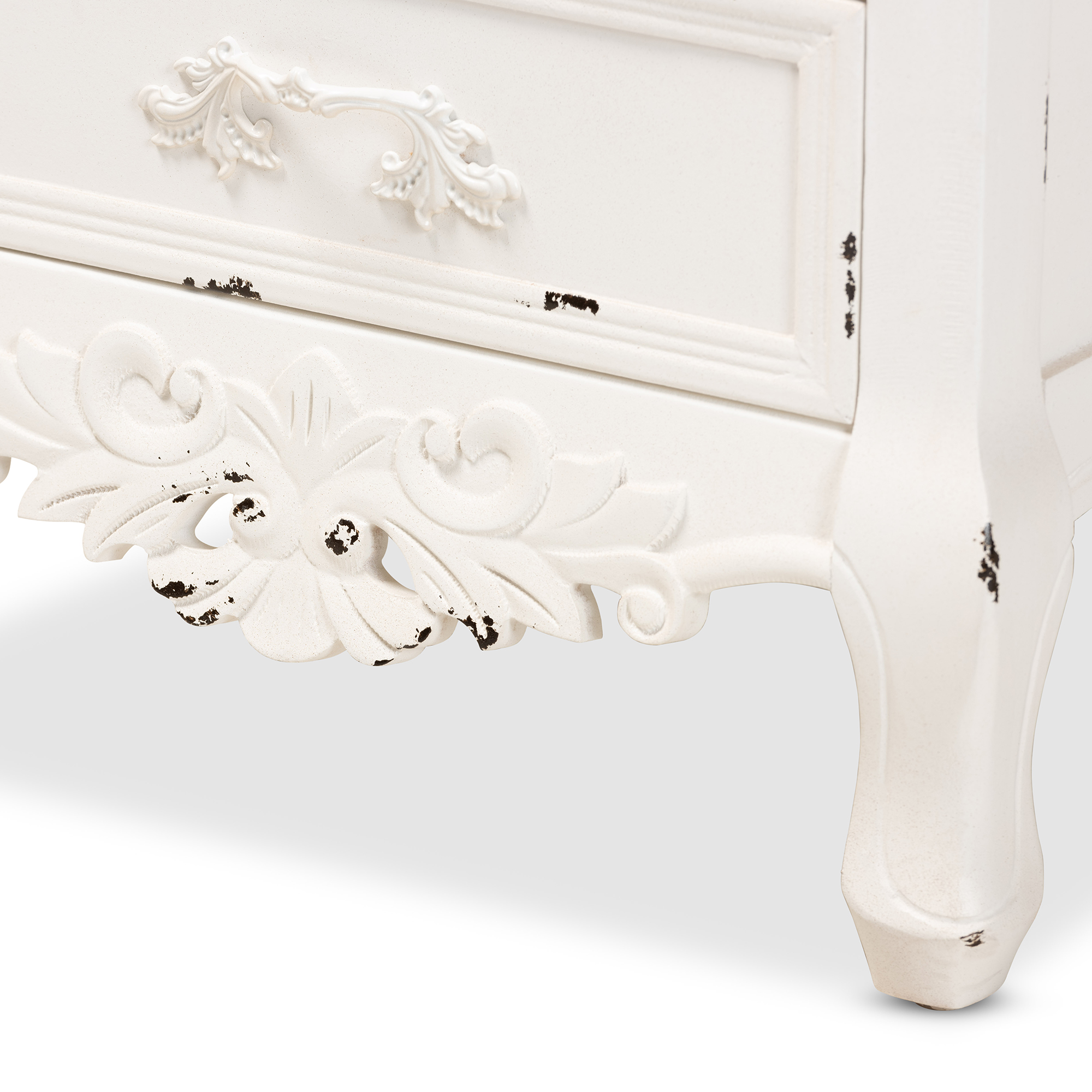 Baxton Studio Levron Classic and Traditional Walnut Brown and Antique White Finished Wood 3-Drawer End Table