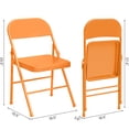 thumbnail image 3 of TROPOW 8 Pack All-Steel Folding Chairs Set of 8, Heavy Duty Metal Foldable Dining Chair with Backrest, Hold Up to 350 LBS, Orange Portable Fold Chair for Home, Office, Indoor & Outdoor Events, 3 of 6