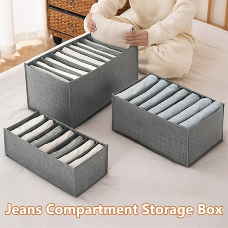 

AoHao Jeans Storage Box Non-Woven Fabric Clothes Drawer Organizer Visible Gray Clothes Divider Box Space-Saving Storage Container for Clothes Jeans Underclothes T-Shirt Closet Wardrobe