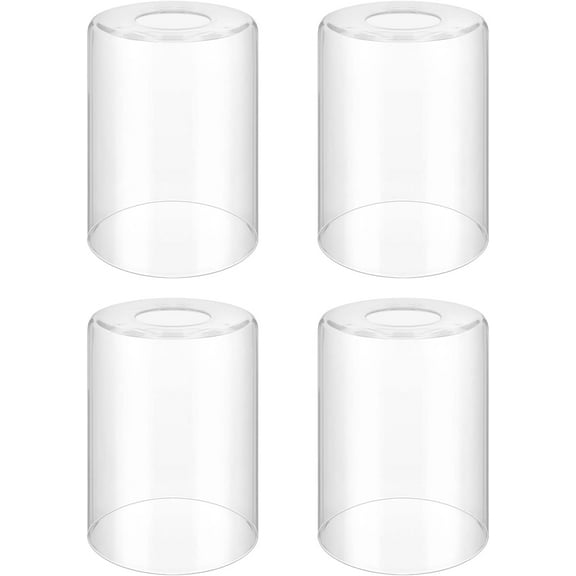 Clear Glass Lamp Shade Cylindrical Light Cover with Fitter Opening Replacement for Chandelier Bathroom Vanity Light Pendant, 4 Pcs