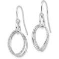 thumbnail image 2 of 10K White Gold Polished and Textured Shepherd Hook Earrings - 35mm- Made In Italy, 2 of 6