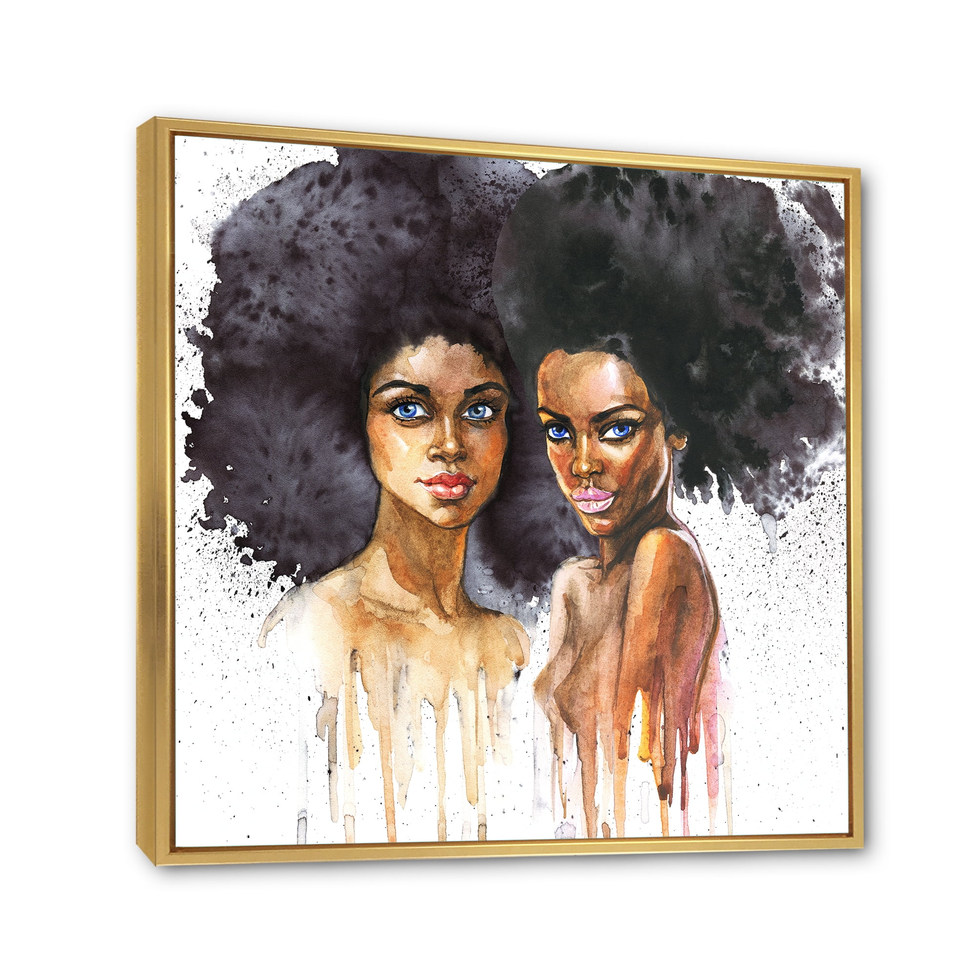 Designart 'Portrait of Two African American Women' Modern Framed Canvas Wall Art Print