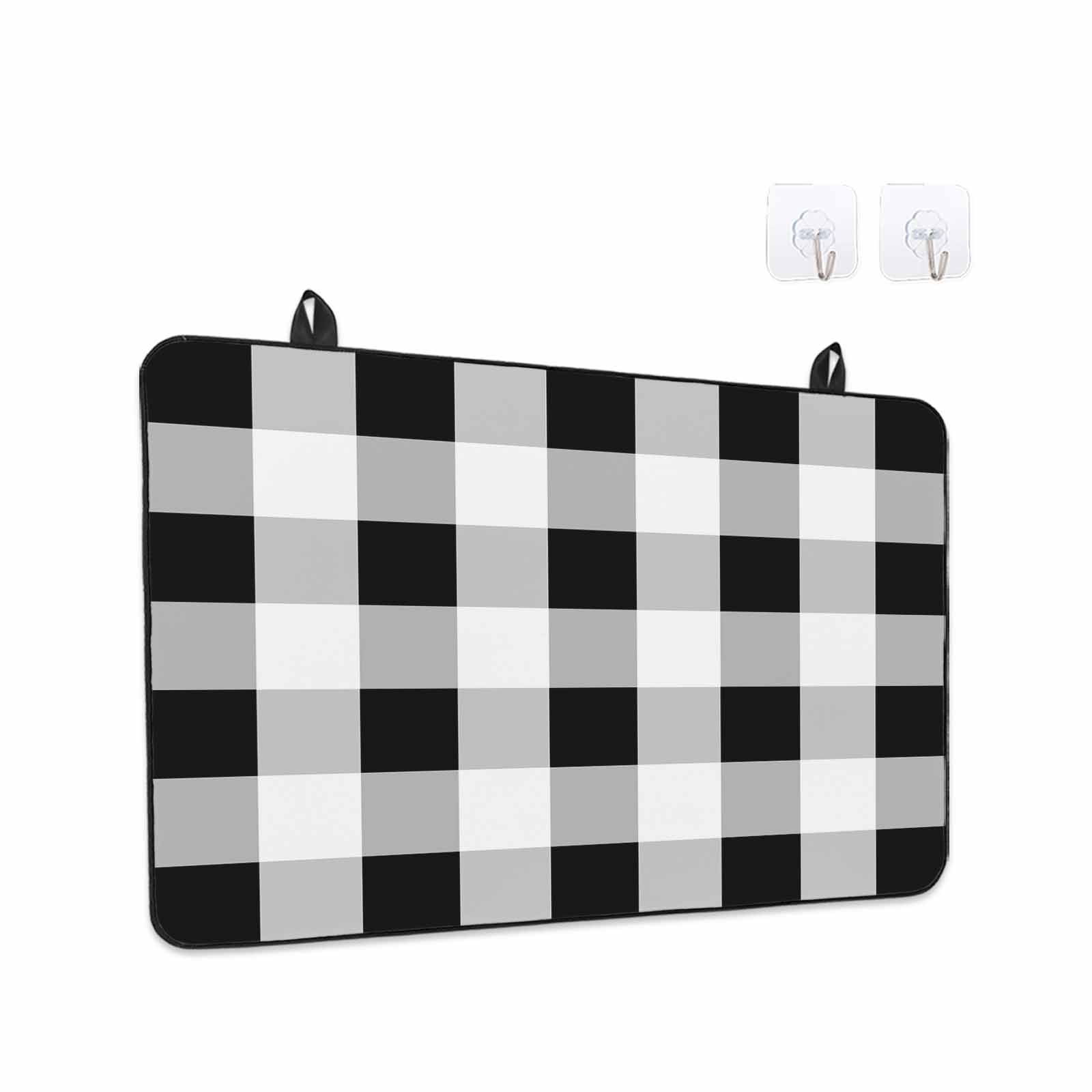 Black White Plaid Stove Top Cover for Electric Stove, Heat-proof & Non Slip Glass Top Stove Cover Protector, Spring Farmhouse Buffalo Checkered Kitchen Flat Cooktop Rubber Mat 31x24 Inches