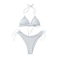 thumbnail image 6 of Caoirhny Women's Halter String Bathing Suits Cross Tie-up Triangle Bikini Set Two Piece Swimsuits, 6 of 9