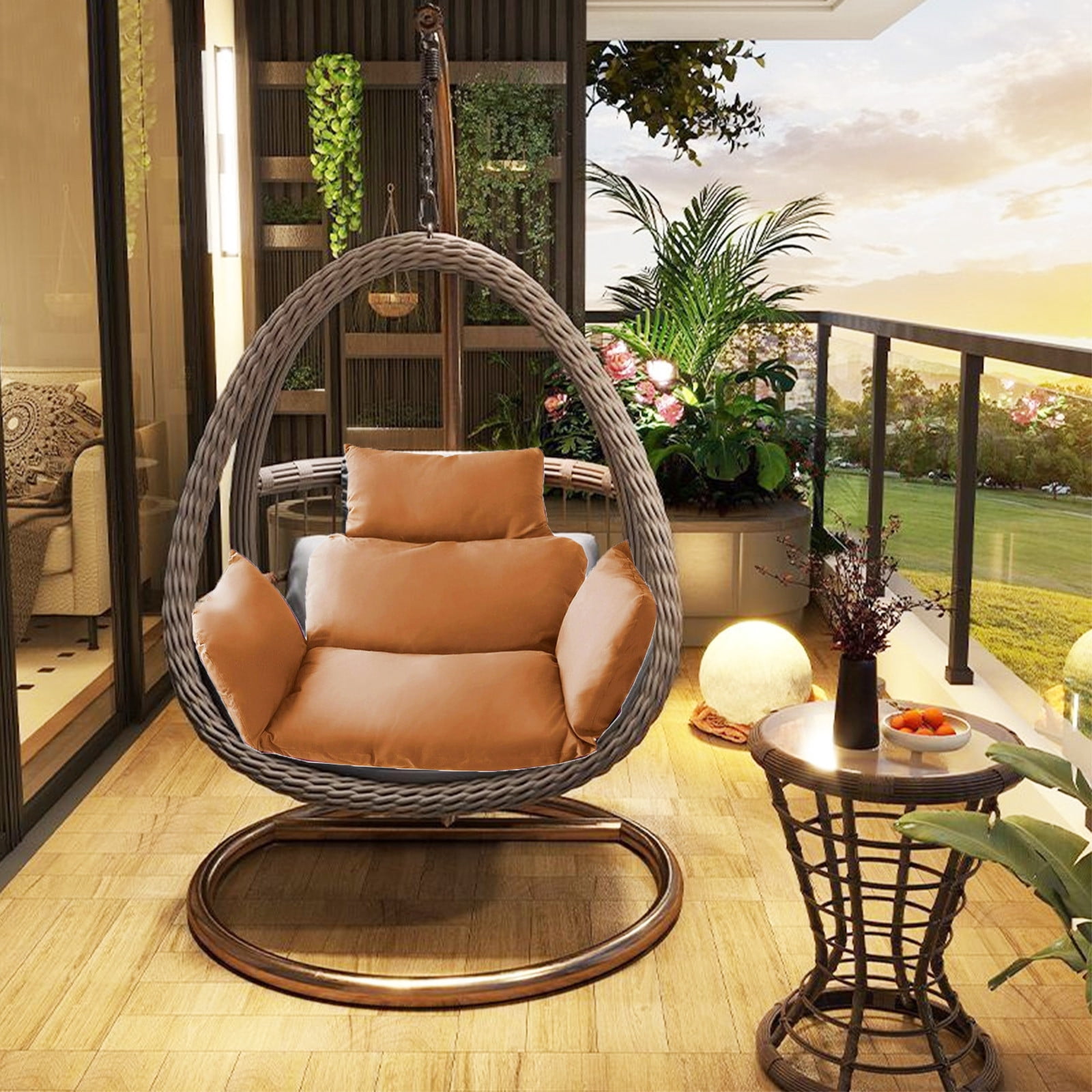 LEHOZIHEQ Chair Cushion, Outdoor Hanging Egg Chair Cushion Replacement, Indoor Outdoor Hammock Basket Swing Cushion with Headrest