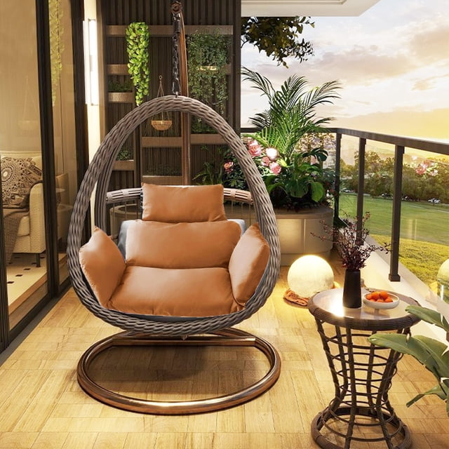 Cojín para silla colgante, grueso y agrandado, de nailon y elastano, para interior y exterior, de 21 x 26 pulgadas, para sofá columpio, funda de asiento indiv JASKFLY