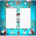 thumbnail image 6 of Metal Light Switch Plate Cover Beaded Feather Dreamcatcher Teal DRM005, 6 of 13