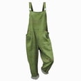thumbnail image 3 of KPOPLK Women's Casual Wide Leg Overalls Loose Fit Jumpsuits Solid Color Adjustable Strap Bib Romper Fall Clothes Green XL, 3 of 4