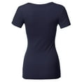 thumbnail image 2 of FashionOutfit Women's Solid Basic Various Colors V-Neck Short Sleeves Top, 2 of 4