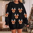 thumbnail image 2 of larppty Womens Oversized Christmas Sweaters Crewneck Reindeer Graphic Knit Long Sleeve Santa Xmas Pullover Sweater (Black, S), 2 of 8