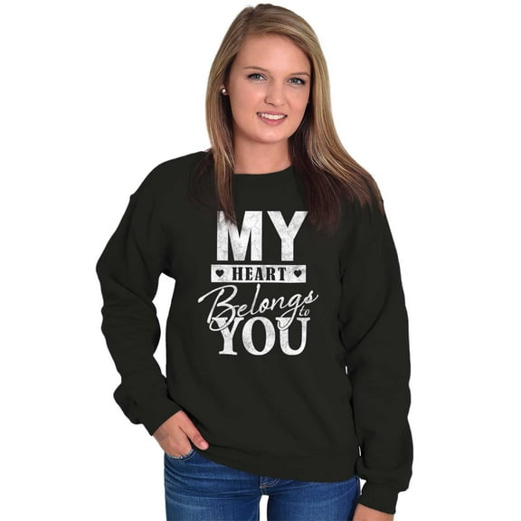 My Heart Belongs You Romantic Love Women Plus Size Crewneck Sweatshirt Brisco Brands 2X