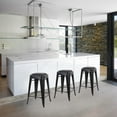 thumbnail image 3 of Leejay Black 24 inch Counter Height Metal Barstool with Vegan Leather Seat, Set of 6, 3 of 6