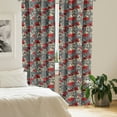 thumbnail image 2 of Ambesonne Poppy Flower Window Curtains, Modern Floral Garden, Each 28" W x 63" L, Grey Red Beige, 2 of 4
