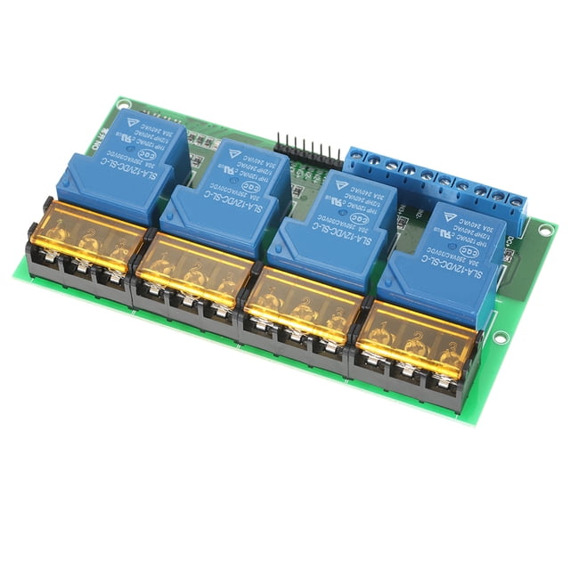 FlyFlise Module de Relais DC 4 Canaux 12V 30A Carte de Contrôle Opticoupleur Isolation Déclenchement Haut/bas