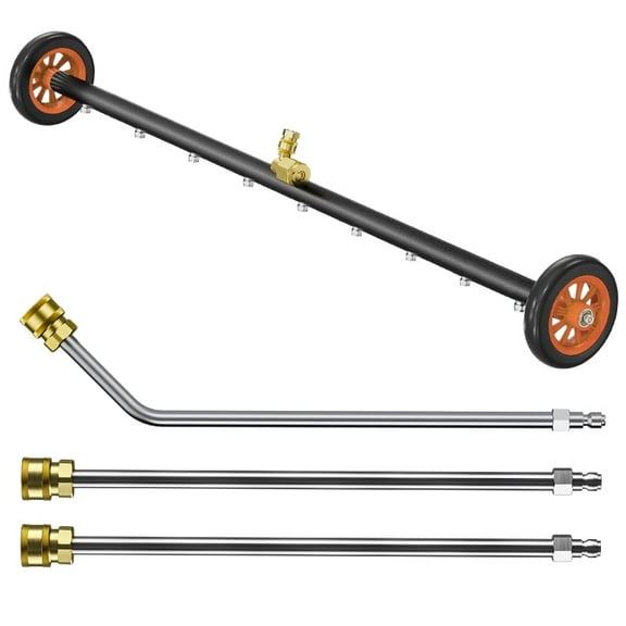 Car Undercarriage Pressure Washer Attachment, Upgrade 30 Inch Power Washer Water Broom with 9 Nozzles, 4000PSI Dual-Function Underbody Car Wash Surface Cleaner with 3 Pieces Extension Wand