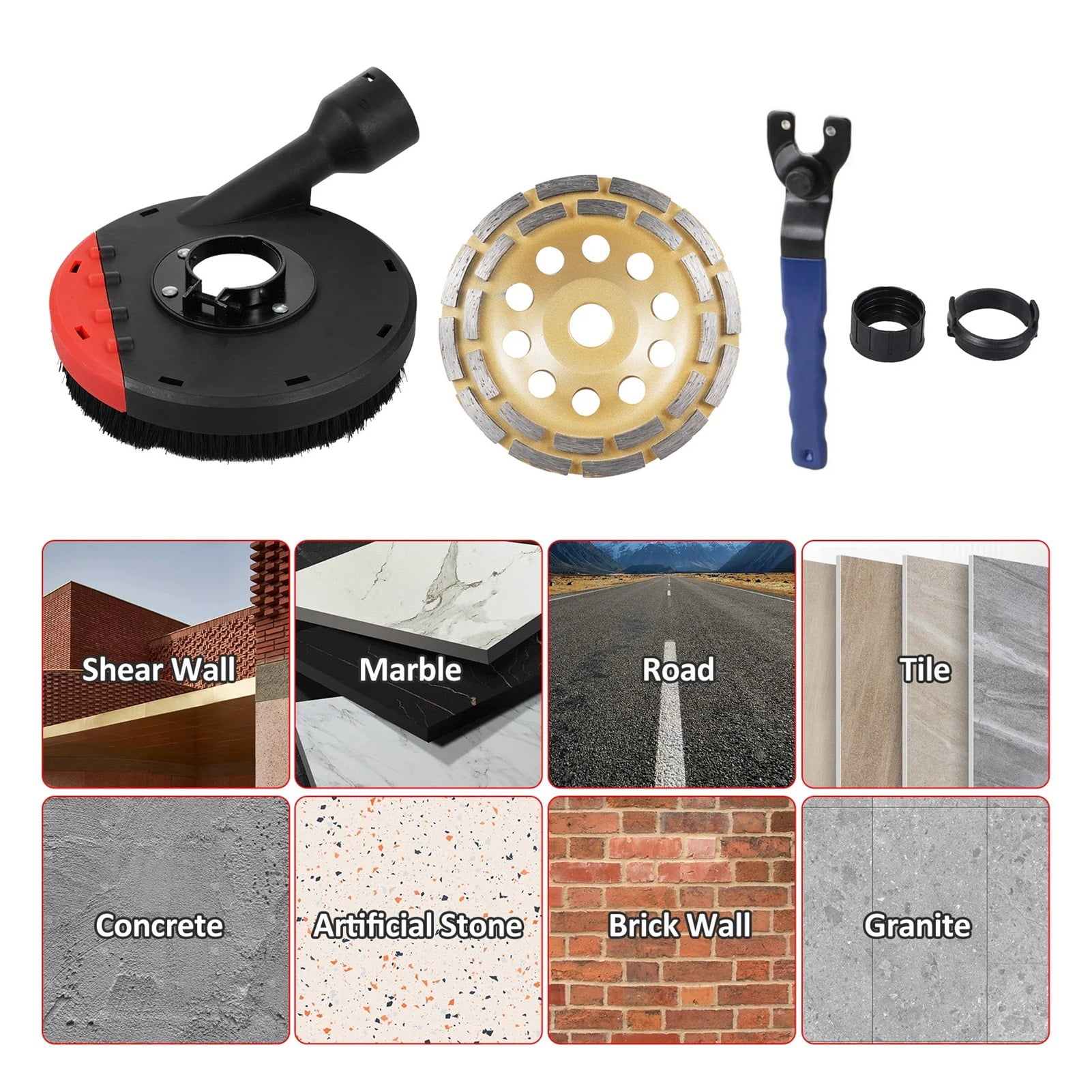 Extraction Hood For Angle Grinder 150mm + Diamond Grinding Cup 150mm X 15mm For Concrete
