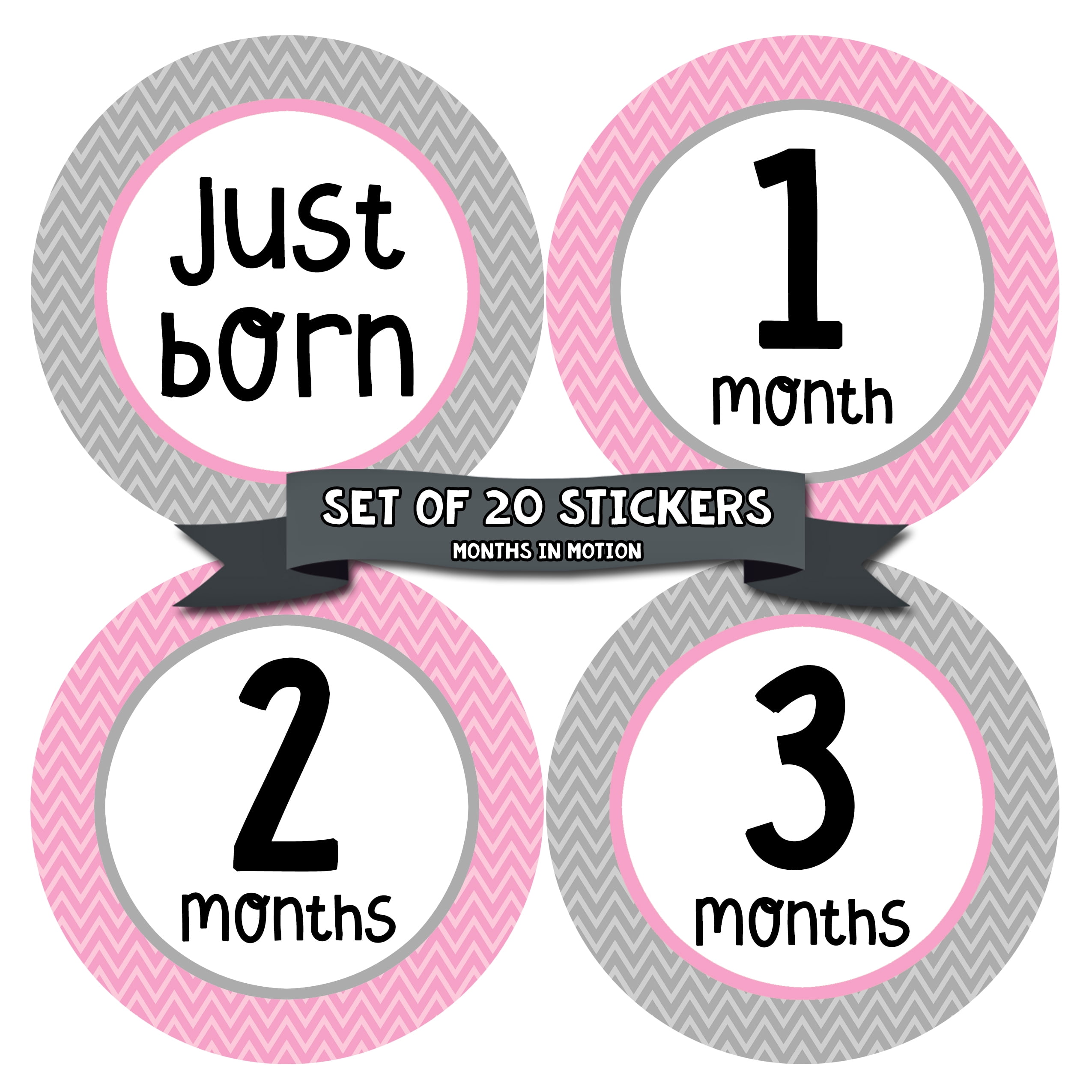 Baby Monthly Milestone Stickers First Year Set of Baby Girl Month