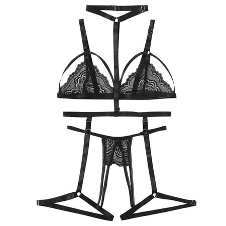 

Sngxgn Lingerie Set for Women Bra and Panty Underwear Set Bralette Top Comfort Ribbed Fabric for Everyday and Sports Plus Size Lingerie For Women Fasion Black L