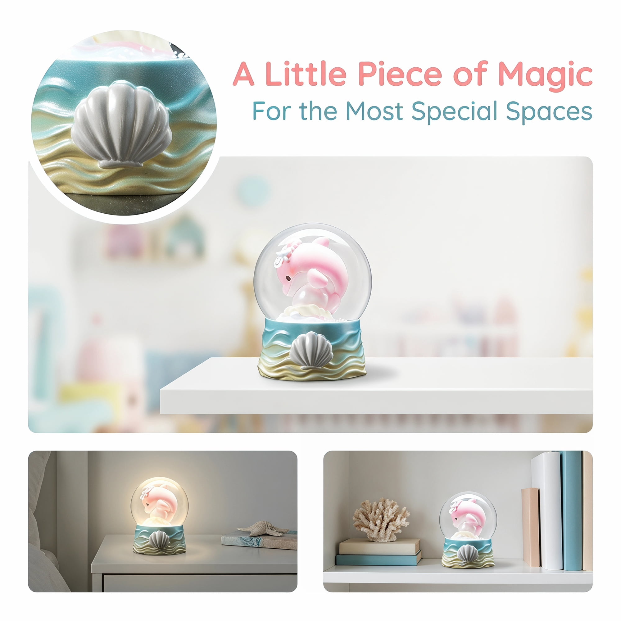 Unique Bargains Cartoon Light Up Crystal Ball Mini Resin Figurine Snow Globe Blue Green