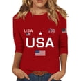 thumbnail image 2 of 250th Anniversary Shirts for Women 2026 - Patriotic USA Flag Crew Neck 3/4 Sleeve Tee - 1776-2026 Independence Day Graphic Top Red M, 2 of 4