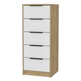 thumbnail image 3 of DeeHome Kaia 5 Drawer Dresser, Vertical Dresser -White / Pine, 3 of 5