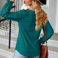 thumbnail image 4 of Scyoekwg Dressy Blouses for Women Crew Neck Basic Tops Solid Color Loose Long Sleeve T Shirts Women Blouses Trendy Pullover (Army Green,M), 4 of 6