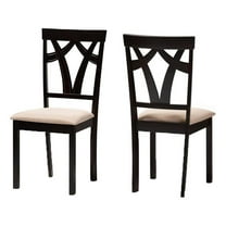 Bowery Hill 18.11" Modern Fabric Dining Side Chair in Brown/Mahogany (Set of 2)