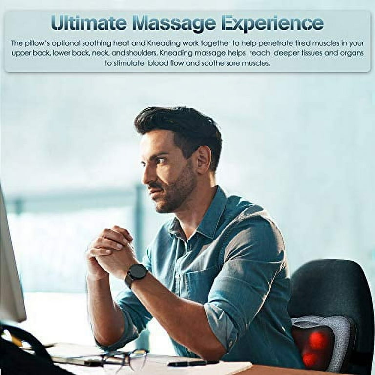 VIKTOR JURGEN Back Massager, Neck Massager with Heat, Massage Pillow Gifts  for Men & Women, Electric Shiatsu Back Massager, Deep Kneading Shoulder  Massager for Full Body Muscle,Massage at Home, Car Deep Gray