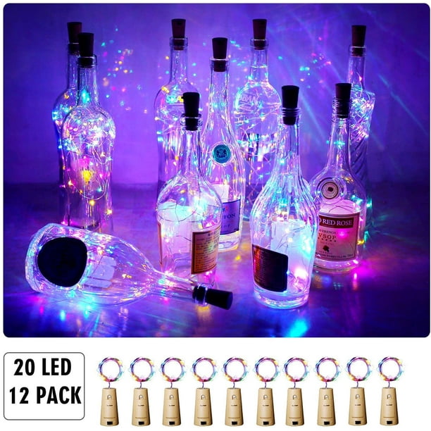 Guirlande lumineuse pour bouteille 12 leds multicolores à piles