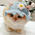 thumbnail image 2 of Handmade Knitted Cat Pet Hat For Cats And Dogs Cute Outfit Cartoon Themed Knit Cute Cats Bonnet Holiday Party Clothes Light Blue - Suitable weight:2.5-6.5KG, 2 of 4