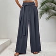 thumbnail image 5 of hoksml Women's High Waist Pleated Dress Pants Tie Design Casual Long Trousers with Pockets, 5 of 6