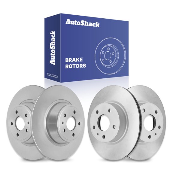 AutoShack Front Vented & Rear Solid Coated Brake Rotors 4-PC Set Replacement for 2018 Ford Fusion ArmorStop