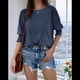 thumbnail image 4 of Blusa Informal con Cuello Redondo y Mangas para Mujer, Ligera, Azul Oscuro, XXL, 4 of 7