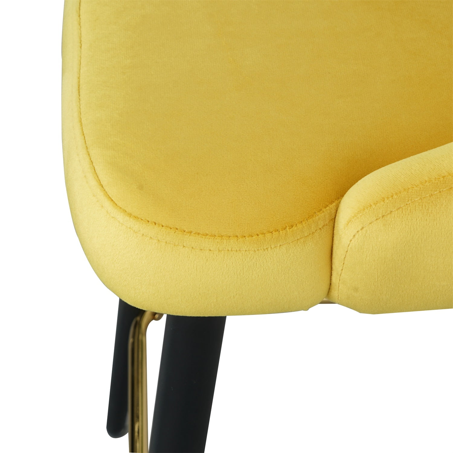 Kadyn Upholstered High Bar Stool Chair Set of 2, Modern Foam Bar Stools with Gold Legs, Bar Dining Chair for Dining Room, Yellow