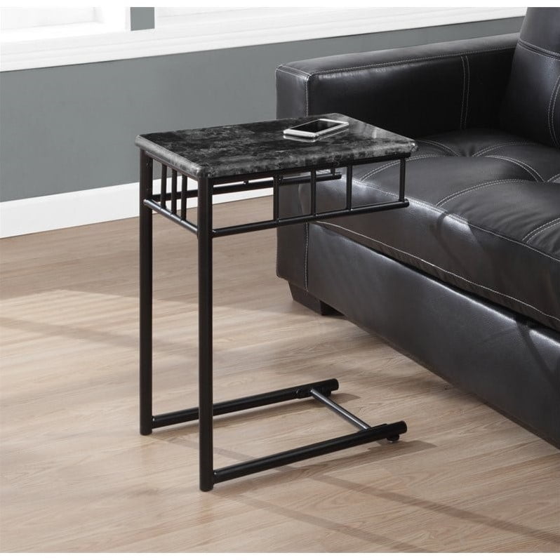 Monarch Accent Table Grey Marble / Charcoal Metal